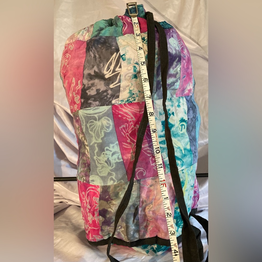 Colorful Patchwork Drawstring Bag Cinch Sac Backp… - image 2